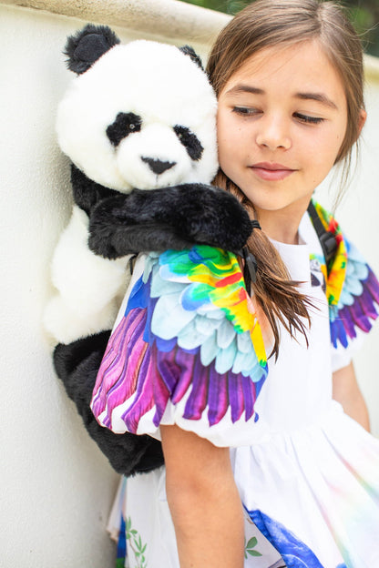 Panda plush backpack for children