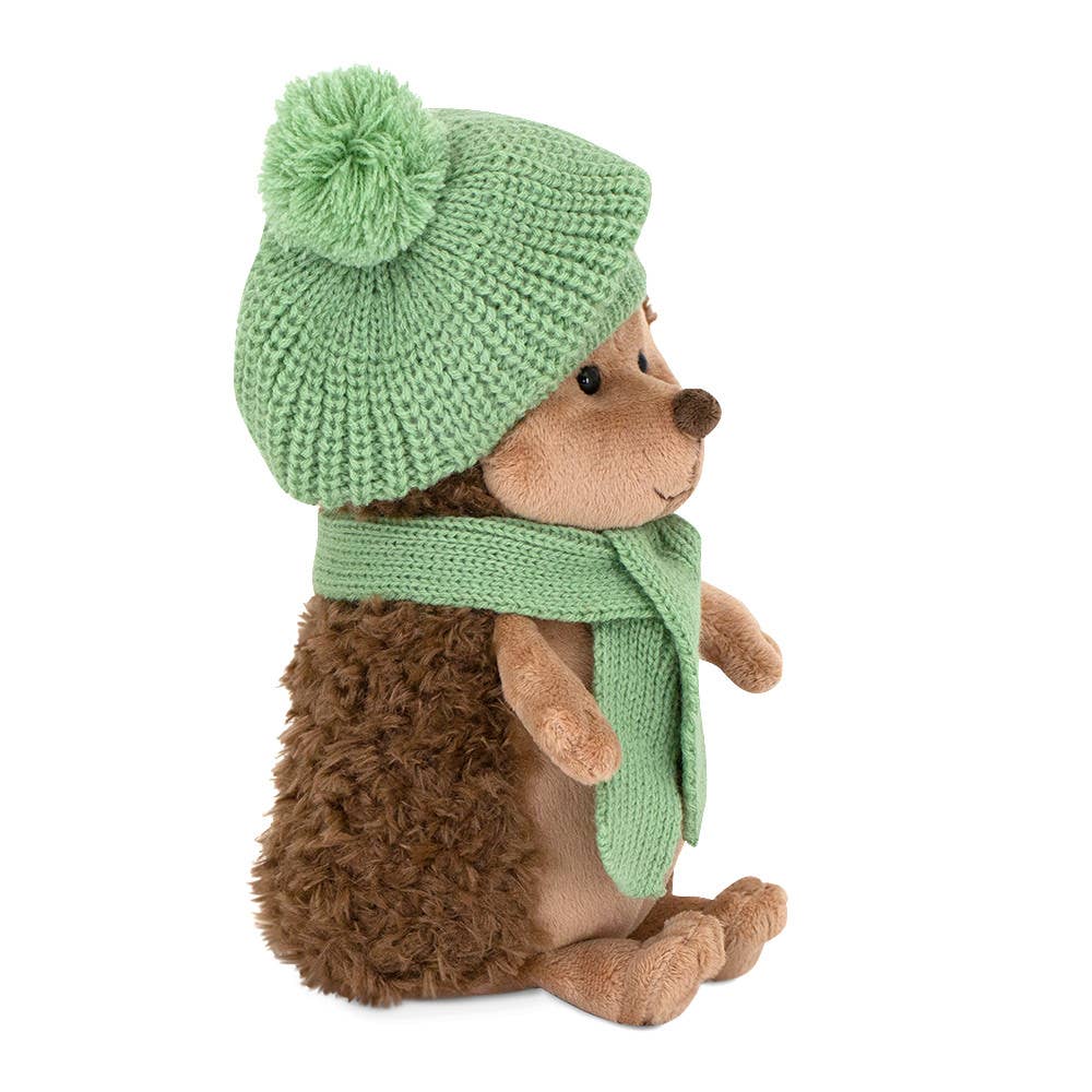 Peluche le hérisson Fluffy avec béret rayé vert 20cm