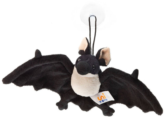 Fledermaus-Stofftier (schwarz und weiß) – mit Saugnapf