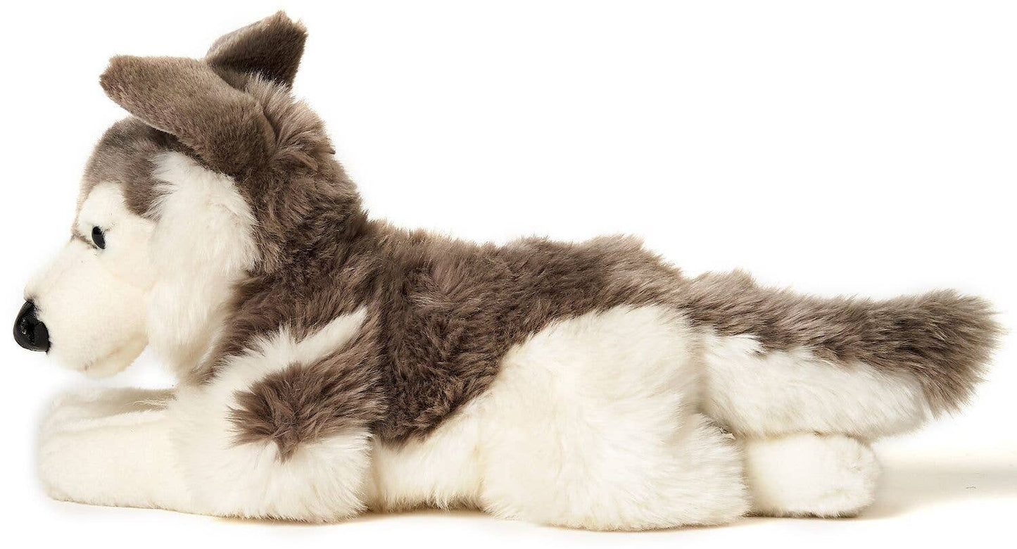 Grey Husky Plush Toy Lying Down