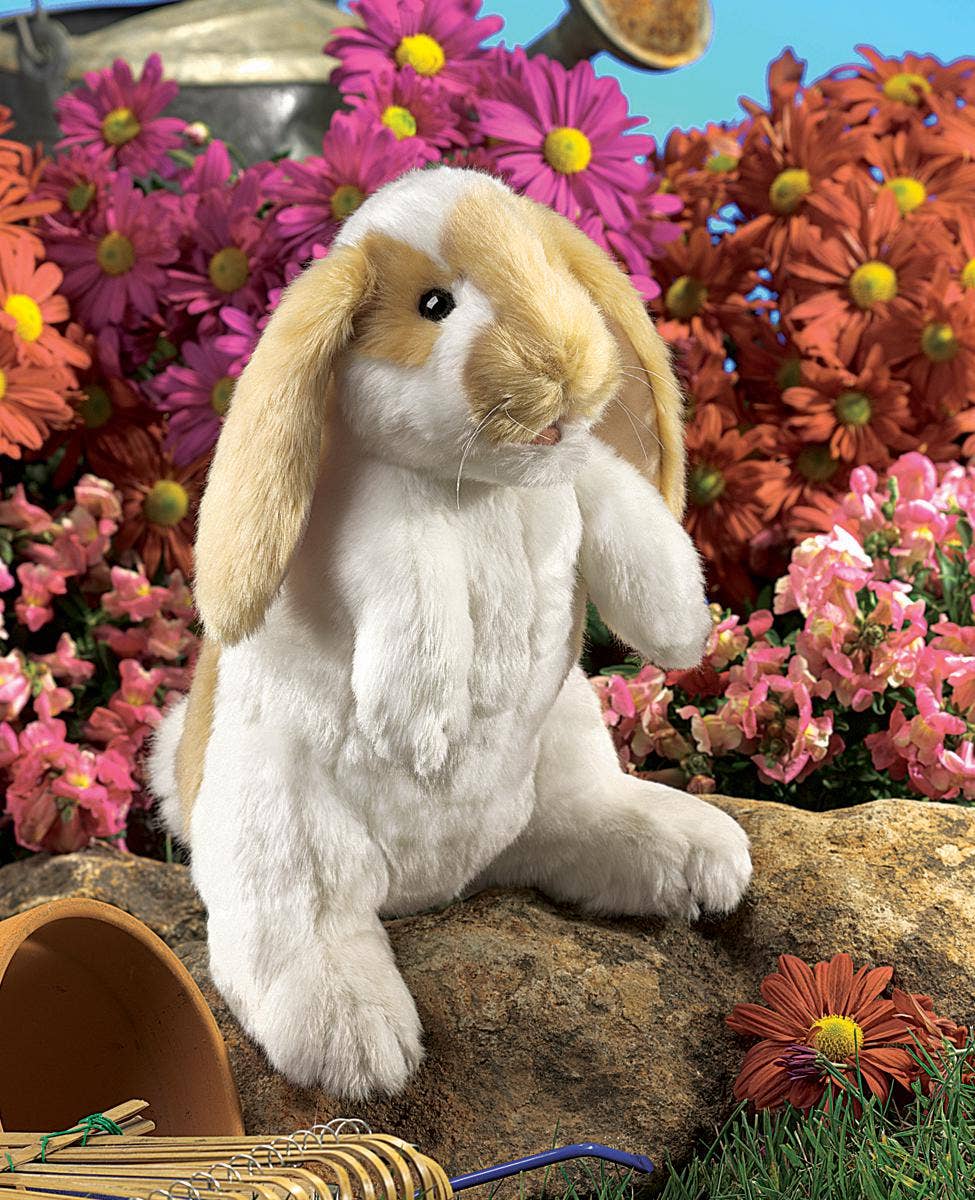 Marionnette à main Lapin Bélier Folkmanis réaliste