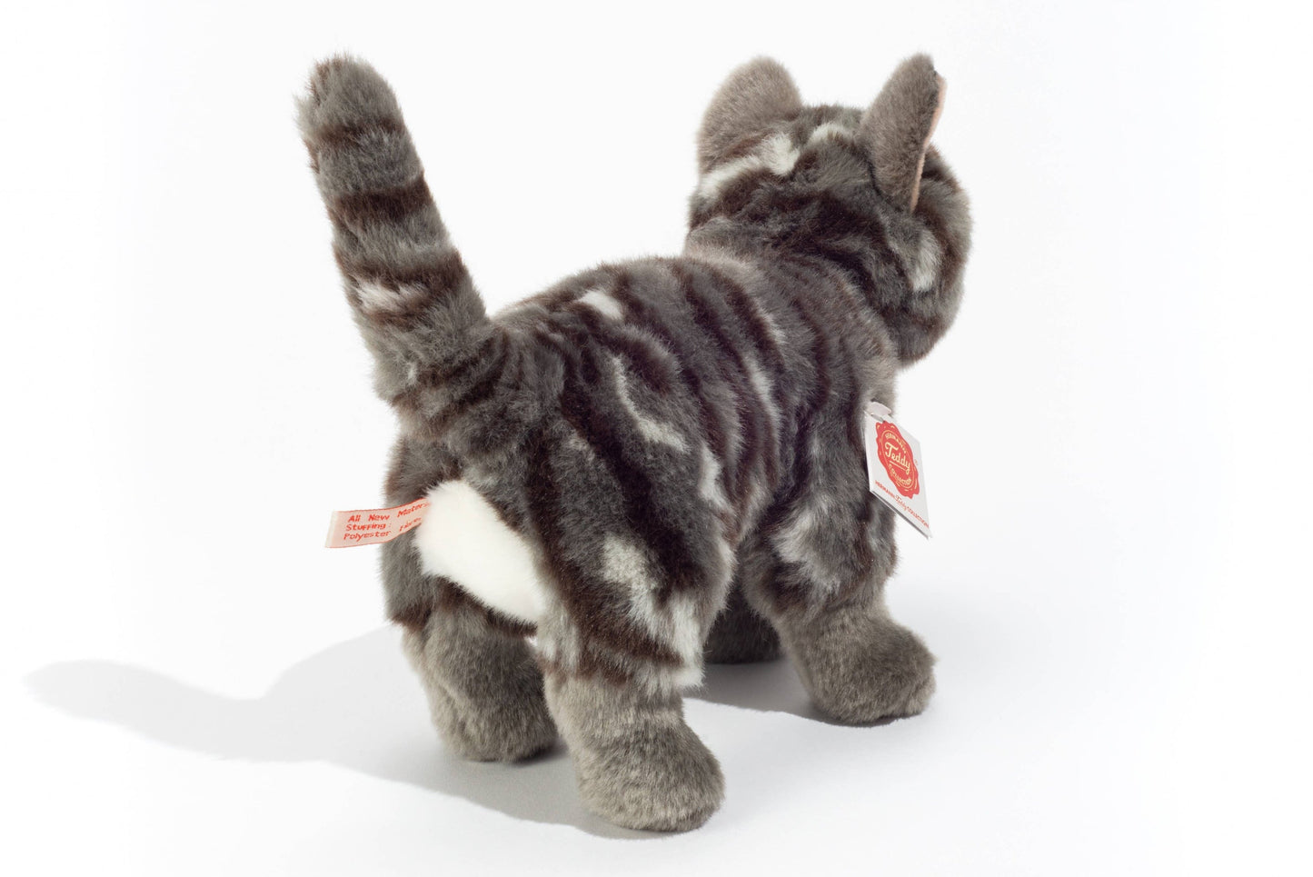 Stehendes graues Tabby-Katzen-Plüschtier