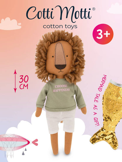 Simon the Lion plush toy: green t-shirt and mermaid tail clothing set