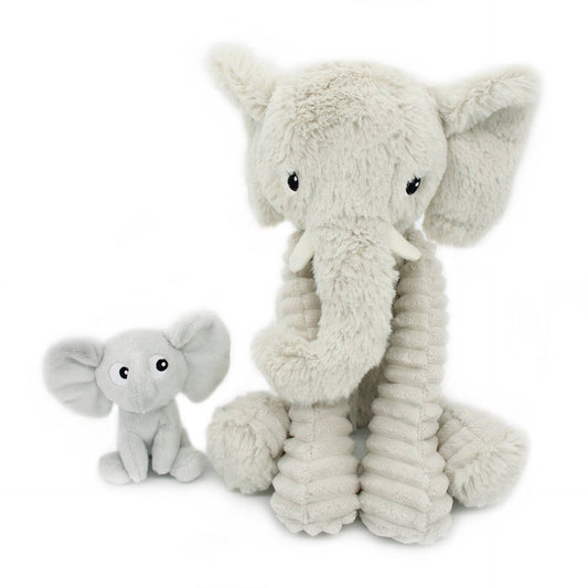 Ptipotos Plush Mother and Baby Elephant - Light Grey