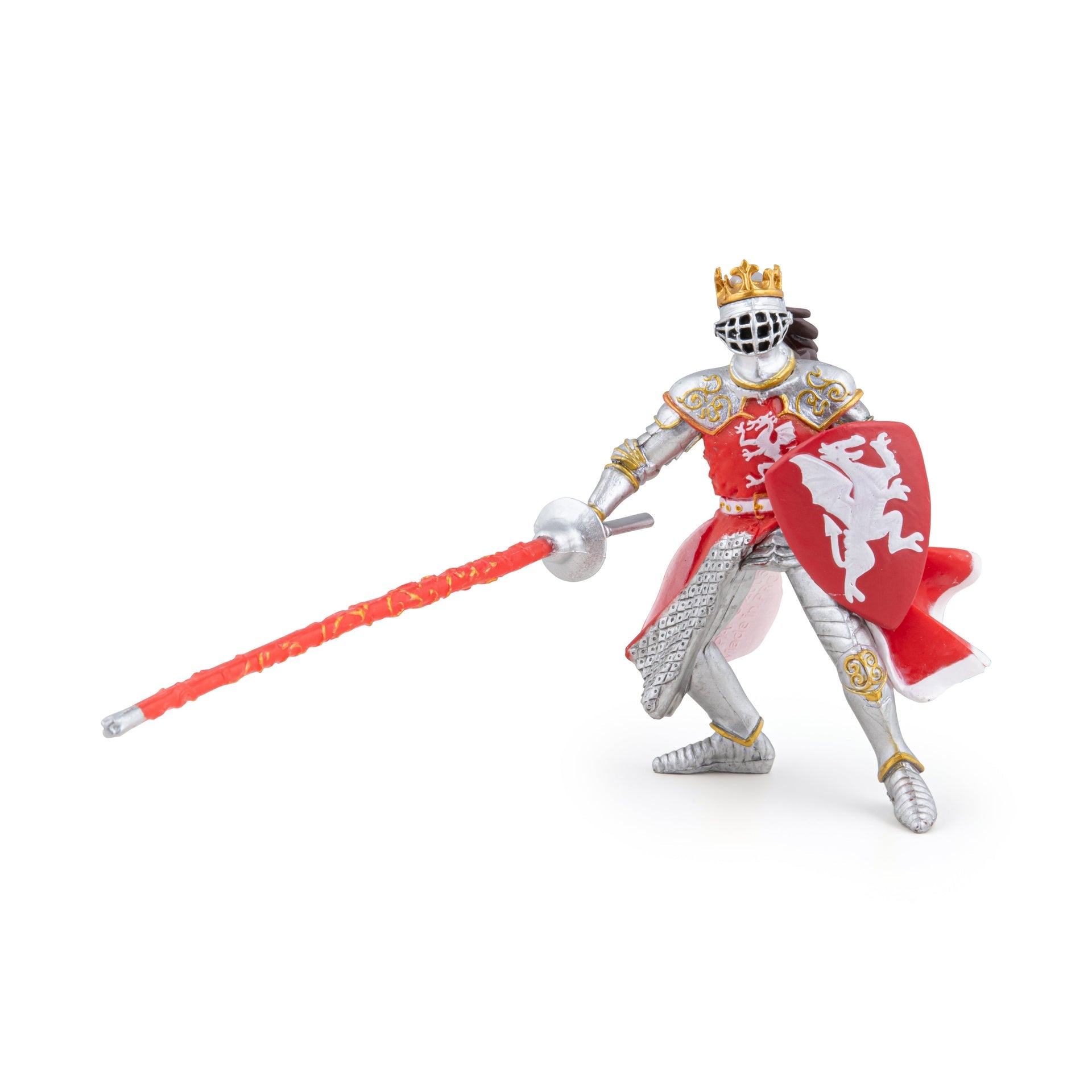 Figurine Roi au dragon rouge Papo - personnage médiéval