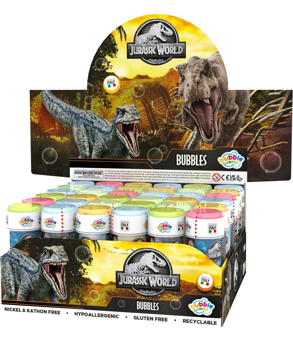 Seifenblasen-Set Jurassic World – Display mit 36 Flaschen à 60 ml Bubble World