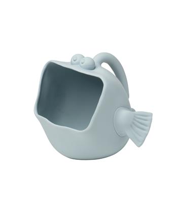 Scrunch: VERSEUR POISSON œuf de canard bleu 16x15x12cm, repliable, 100% silicone, recyclable, 12m+