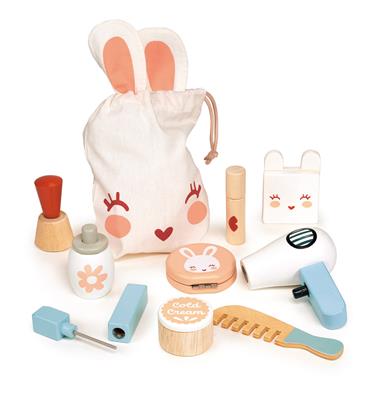 Mentari Jeu de Rôle: SET DE MAQUILLAGE BUNNY 25x20x7,5cm, 9 pièces dans un sac en coton, en bois, en boîte, 3+