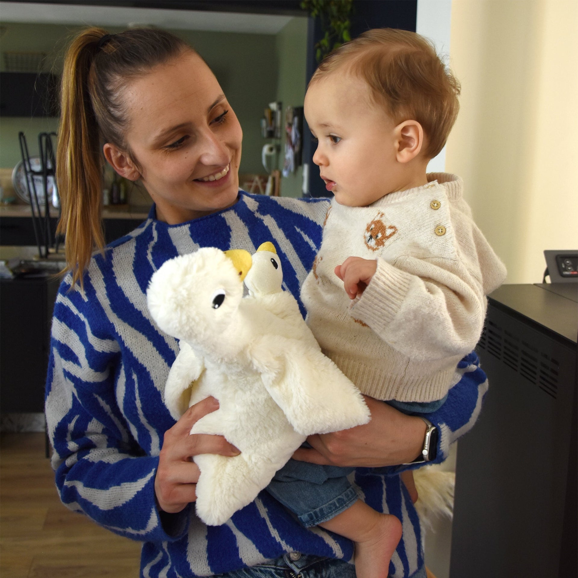 Peluche oie Jébongou maman et son bébé blanc – Les Ptipotos – vue 2