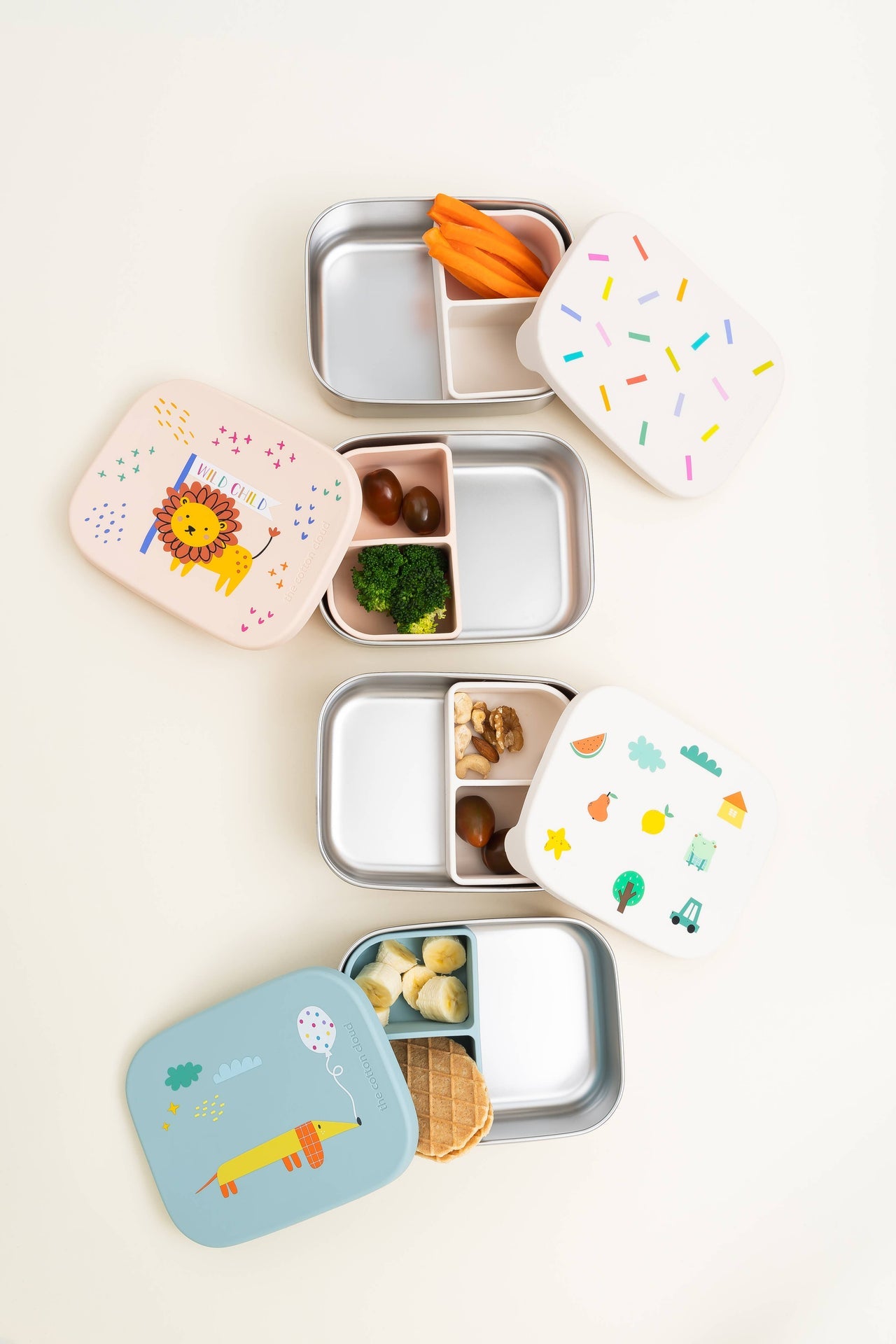 Origami-Lunchbox aus Edelstahl mit Fächern für Kinder