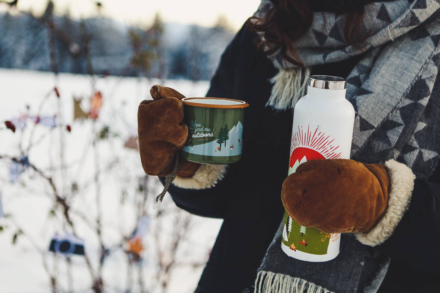 “You Find Me Outdoors” Enamel Mug