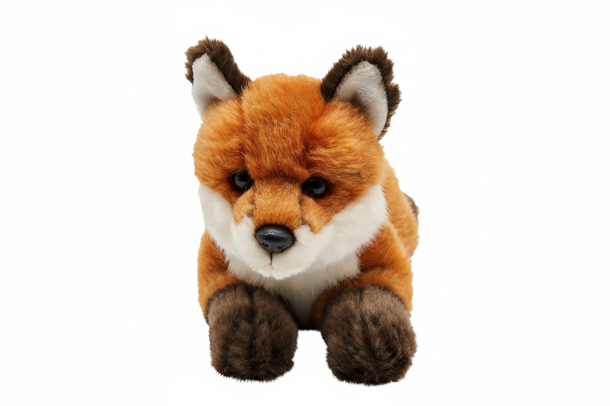 Red Fox Plush Toy Lying Down