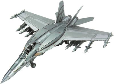 MetalEarth Aviation: F/A-18 Super Hornet 15x11.99x4.29cm, maquette 3D en métal avec 3 feuilles, sur carte 12x17cm, 14+