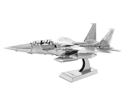 MetalEarth Aviation: F-15 8.72x5.94x3.17cm, maquette 3D en métal avec 1 feuille, sur carte 12x17cm, 14+