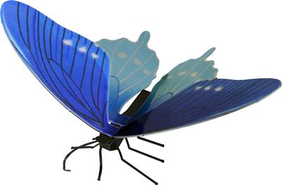 MetalEarth Papillon: PIPEVINE SWALLOWTAIL 10.2x5.7x3.2cm, maquette 3D en métal avec 1 feuille multicolore, sur carte 12x17cm, 14+