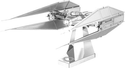 MetalEarth: STAR WARS (EP8) The Last Jedi/KYLO REN'S TIE SILENCER 11.20x5.79x5.18cm, maquette 3D en métal avec 2 feuilles, sur carte 12x17cm, 14+