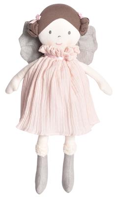 Bonikka: HOLIDAY DOLL 33cm / ANGELINA aux ailes argentées et robe rose, avec carte, 0+