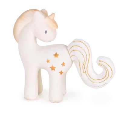 Tikiri Contes de Fées: LICORNE Étoiles Brillantes 13cm, en caoutchouc naturel et coton, en boîte fenêtre, 0+