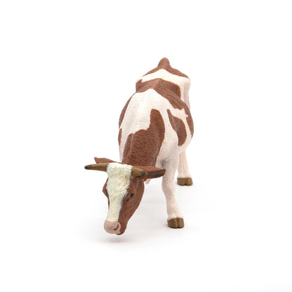 Figurine Vache simmental broutant Papo - animal de la ferme