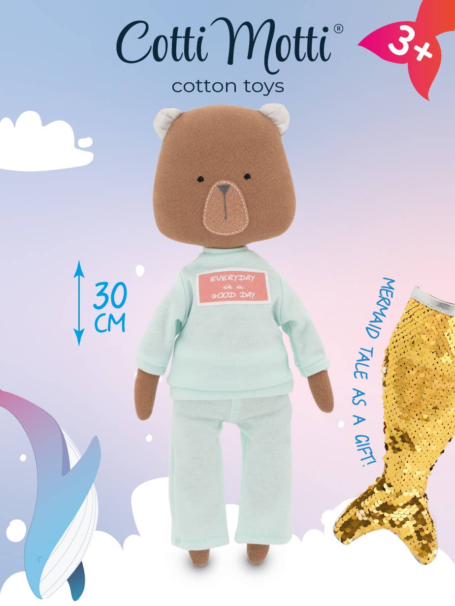 Oscar the Teddy Bear: Mermaid Tail and Clothes Set - 29 cm