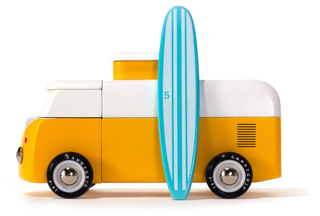 Candycar World Wooden Car - Yellow Beach Van