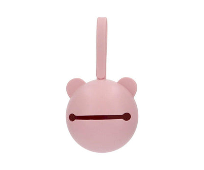 Pink Bear Silicone Pacifier Holder