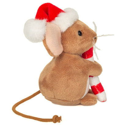 Peluche Souris de Noël avec Canne en Sucre d’Orge – 11 cm