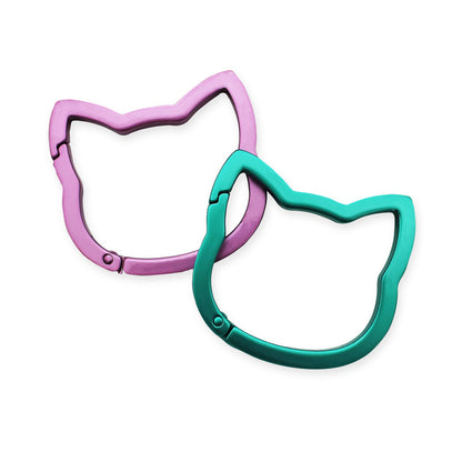 Pink and turquoise Cats carabiner set