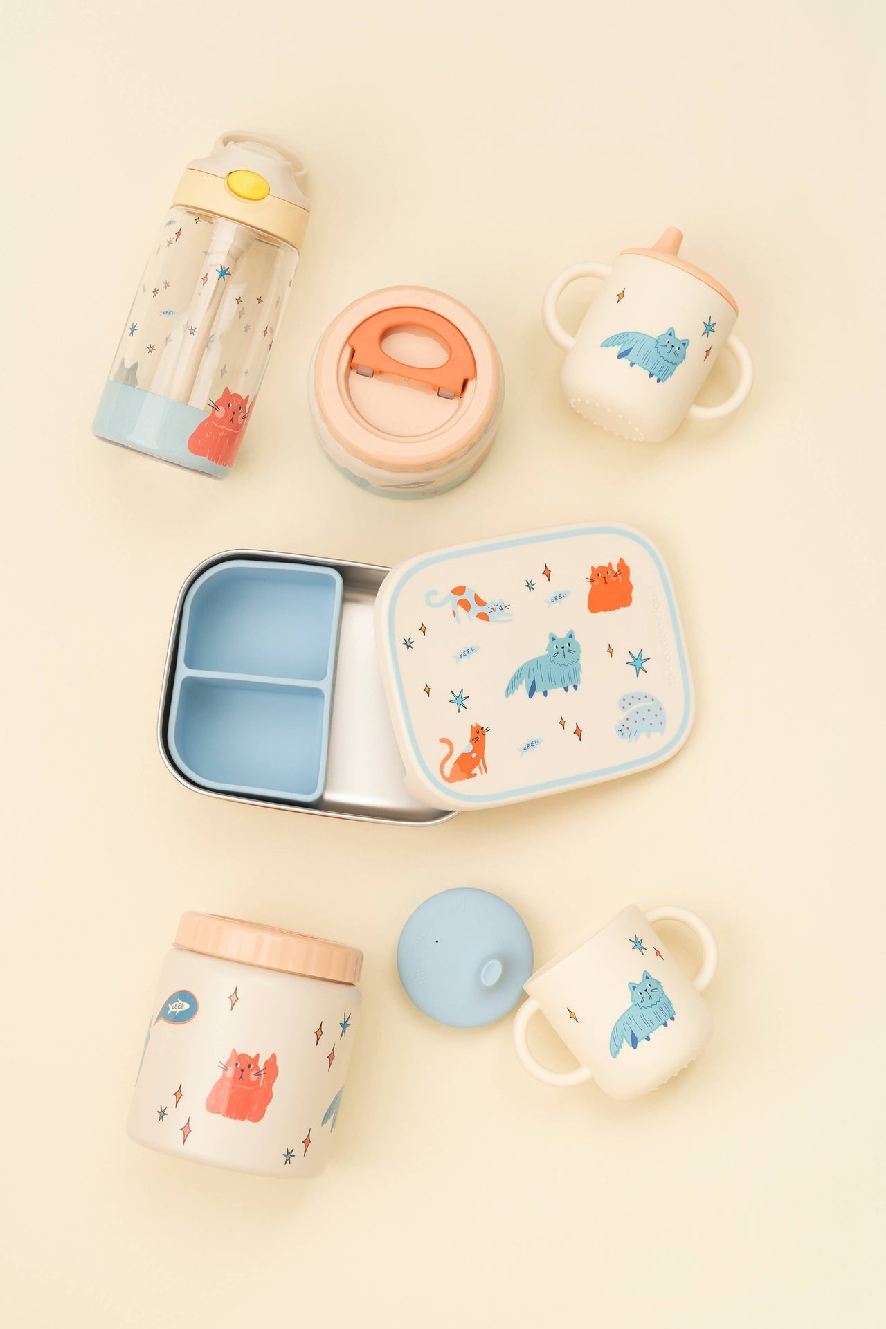 Meowtiful Katzen Edelstahl-Isolierwasserflasche für Kinder