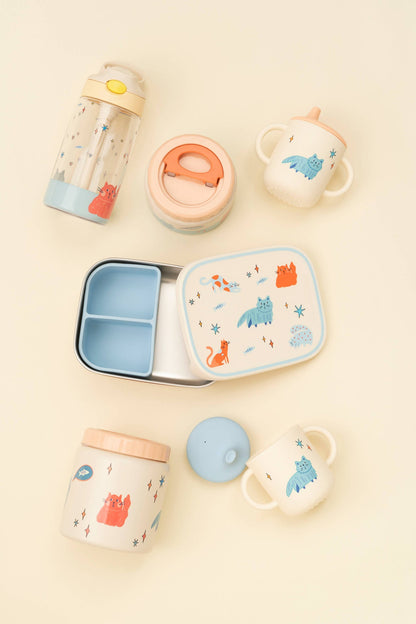 Meowtiful Katzen Edelstahl-Isolierwasserflasche für Kinder