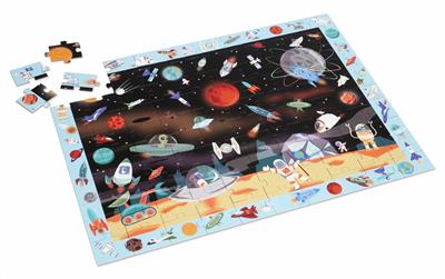 Scratch Puzzle 100pcs: DISCOVERY / ESPACE 60x43,5cm, en carton, en boîte diam.26xH10cm, 5+