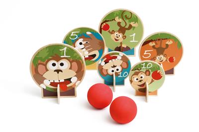 Scratch Active Play: JEU DE LANCER DE BALLES Singe Fou, avec 6 singes et 2 balles, en boîte, 3+