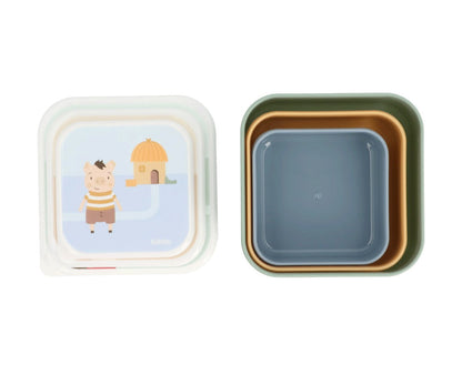 3 Lunchboxen mit den drei kleinen Schweinchen