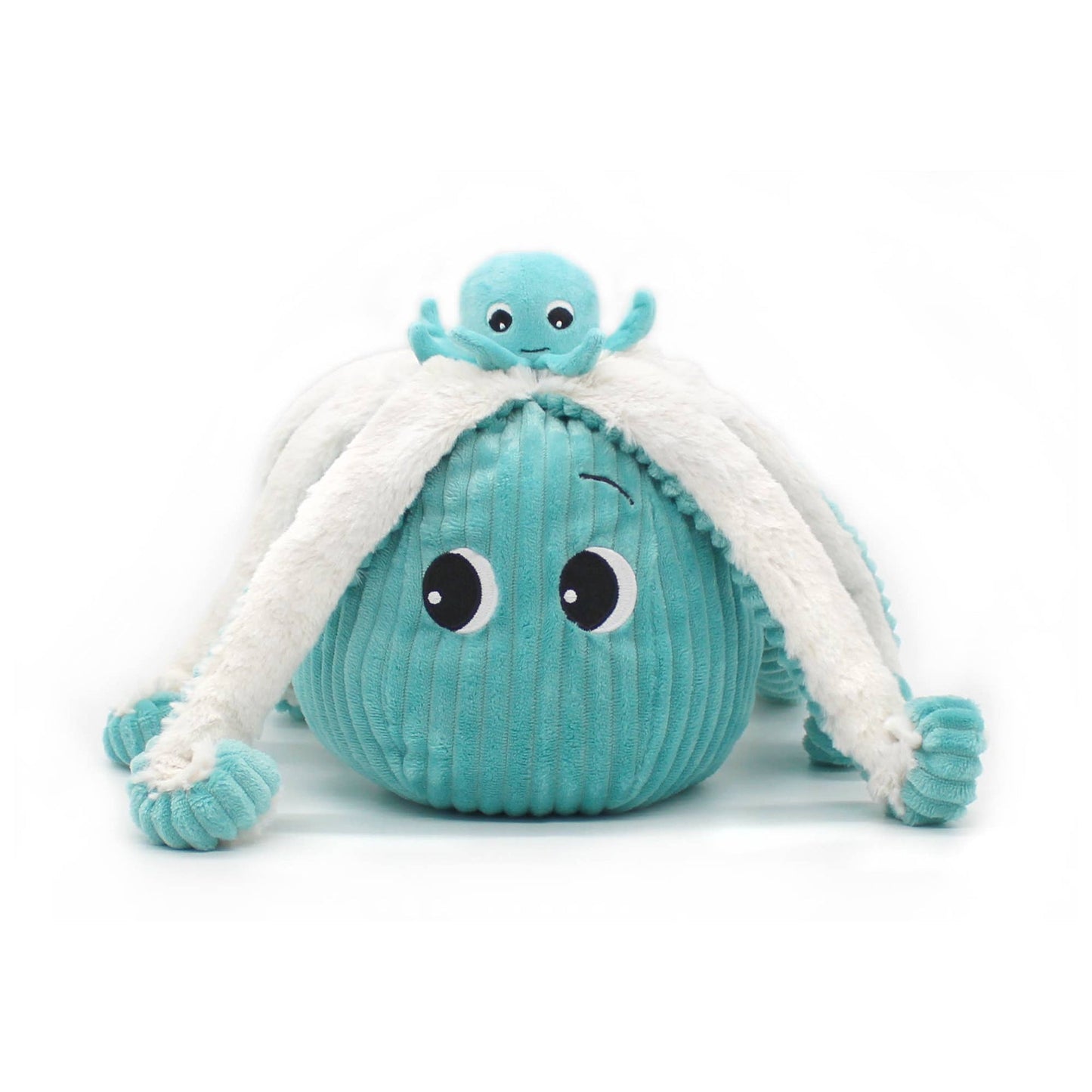 Oktopus-Kuscheltier Filou, Mama mit Baby in Aqua – Les Ptipotos