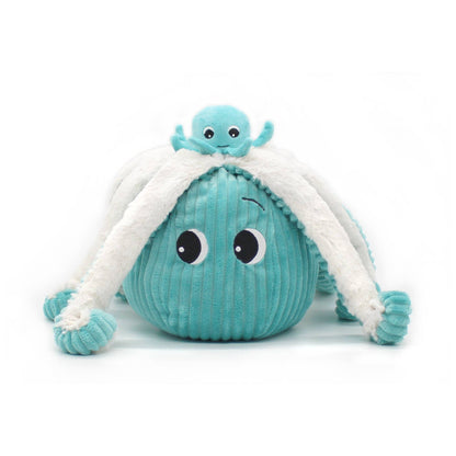 Oktopus-Kuscheltier Filou, Mama mit Baby in Aqua – Les Ptipotos