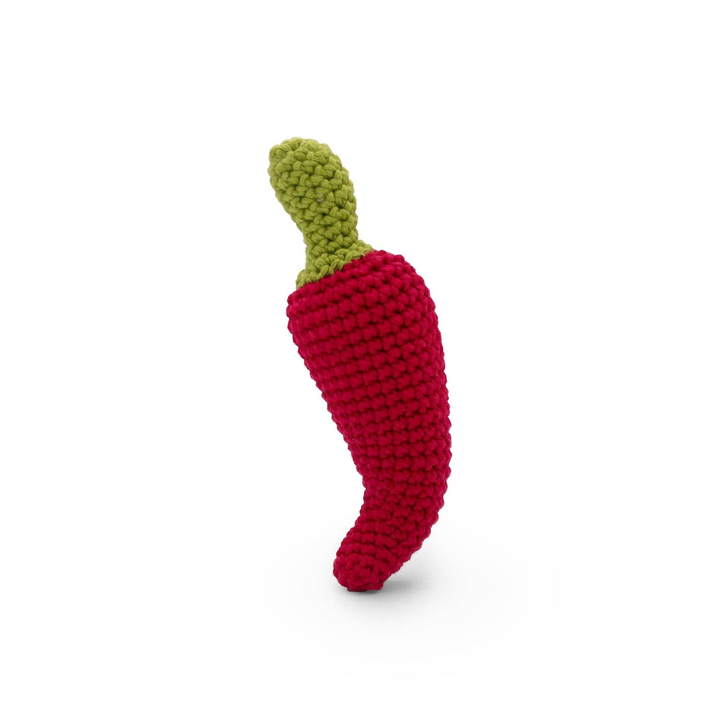 Crocheted chili pepper rattle, 100% cotton