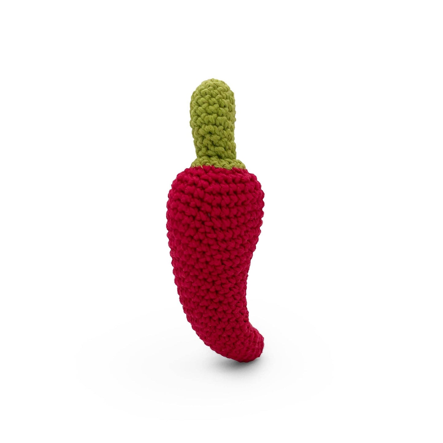 Crocheted chili pepper rattle, 100% cotton