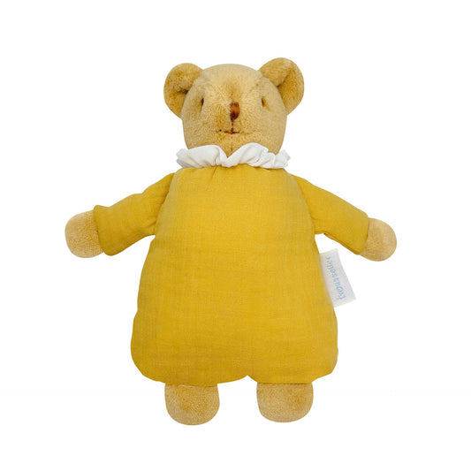 Teddy Bear Bunting Bag with Rattle - Organic Cotton Curry