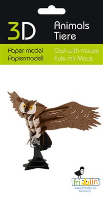 3D Paper Model - Owl with Mouse