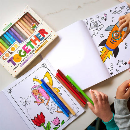 Set mit 18 mehrfarbigen Filzstiften