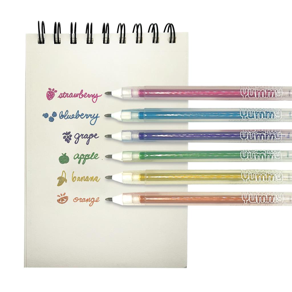 Set of 6 Metallic and Scented Gel Pens