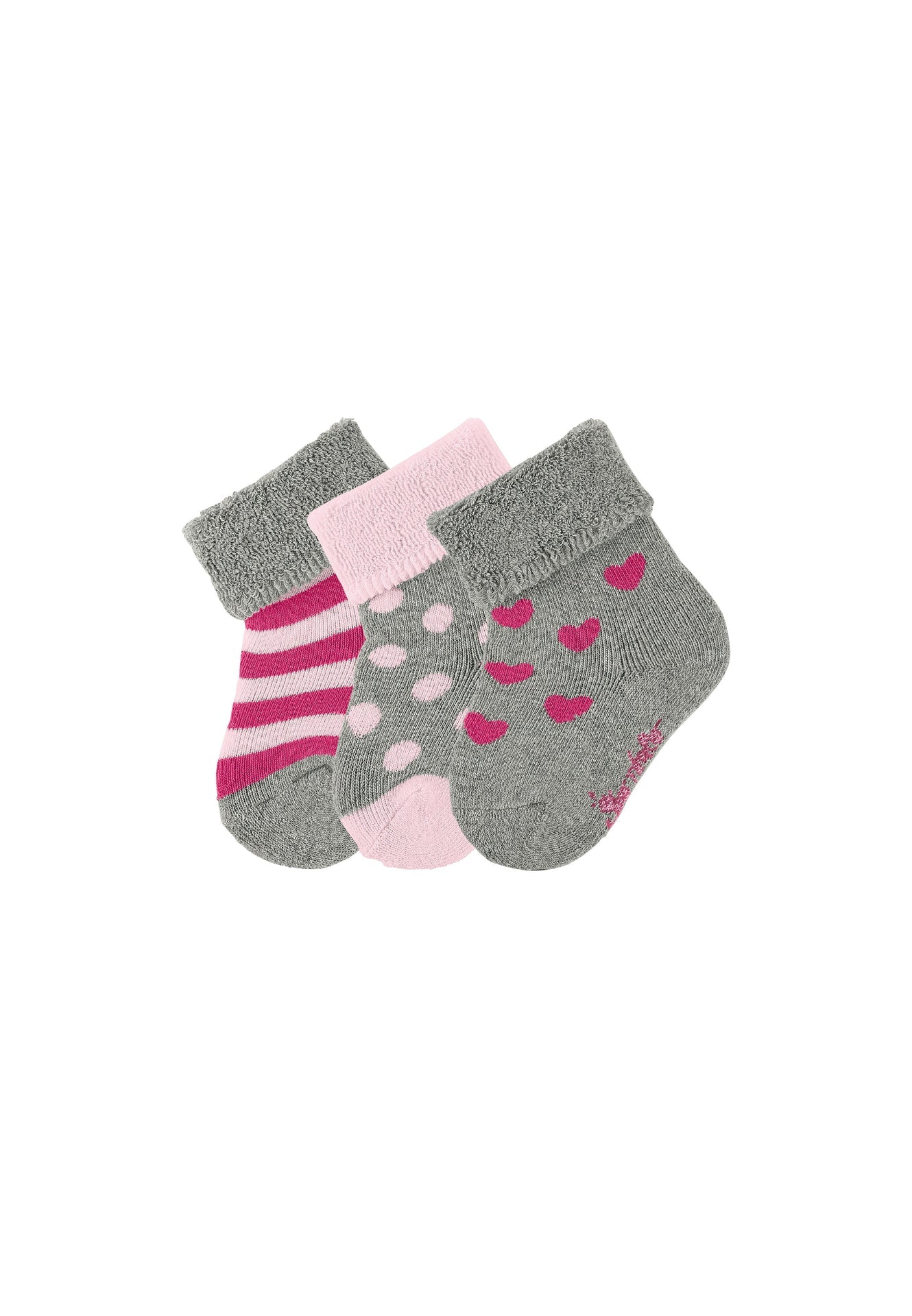Baby socks 3-pack stripes, dots and hearts