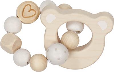 Goki Baby Hochet: OURS L10cm, avec élastique, bois