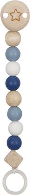 Goki Baby Accroche Tétine: COEUR L21cm, bleu, bois et slilicone