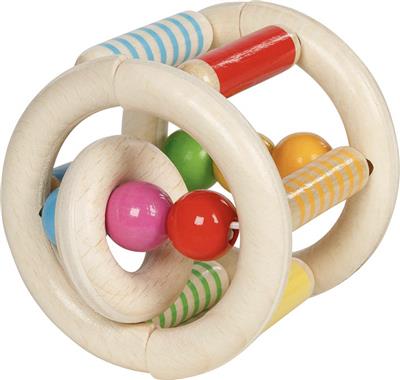 Goki Baby Hochet: ROULEAU rayé diam.7cm, avec élastique, bois