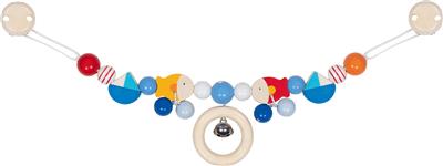 Goki Baby Hochet pour Landau: BATEAU, POISSON L40cm, avec clips, en bois, en boîte fenêtre
