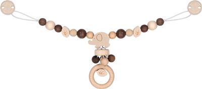 Goki Baby Hochet pour Landau: ÉLÉPHANT L40cm, avec clips, en bois, en boîte fenêtre