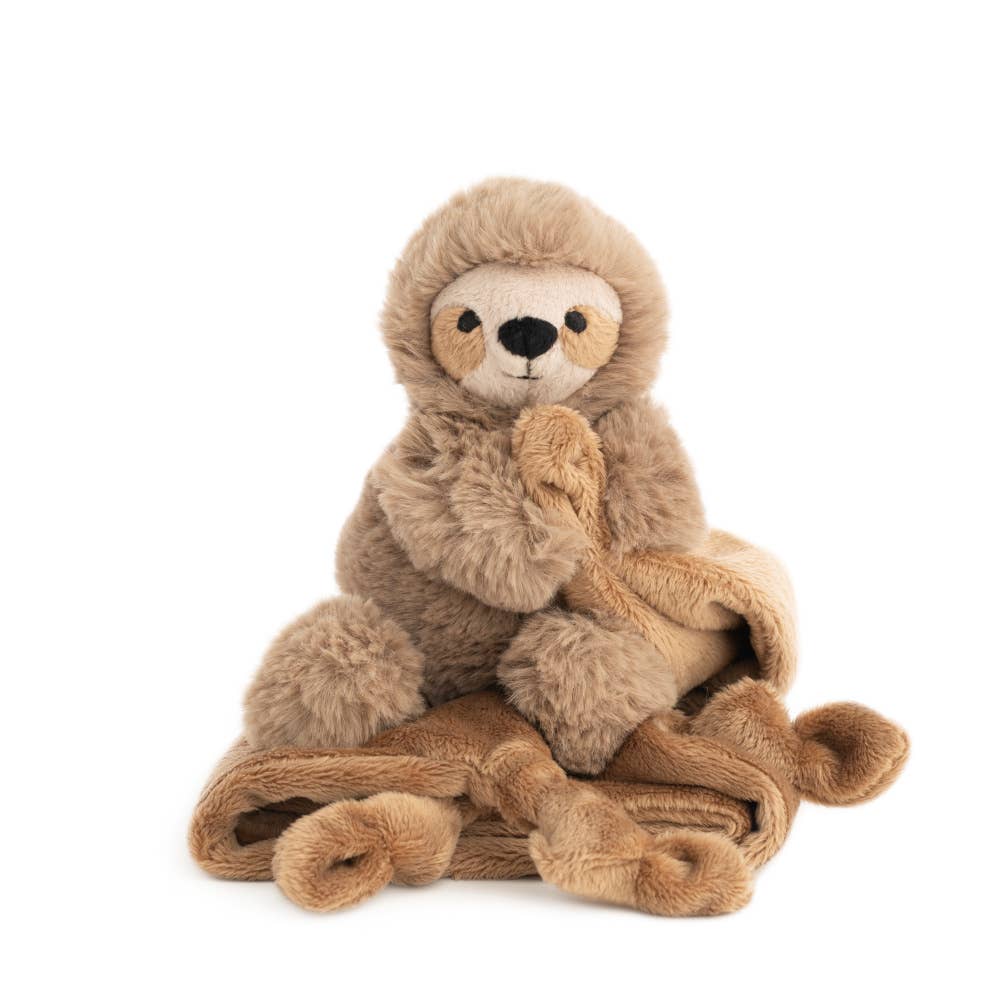 Soft blanket with brown plush sloth