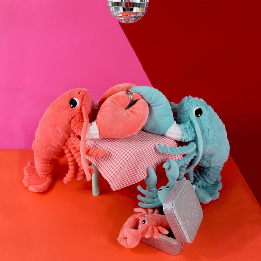 Ptipotos Plush Toy Mother and Baby Lobster - Aqua Blue