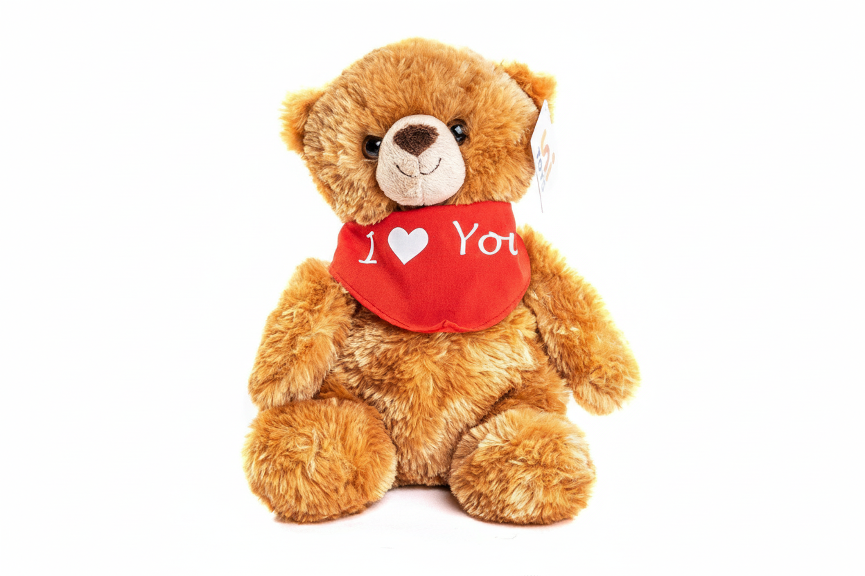 Teddy Bear Plush (brown) with I Love You scarf